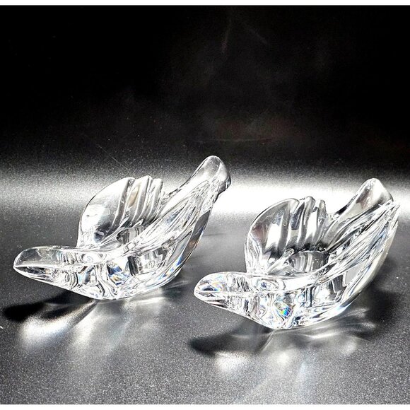 2 Gorham Dove Candlestick Holders 6" lead crystal birds taper holders - Picture 3 of 8